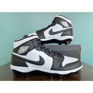 Jordan 1 Mid Alpha Menace White/Black Football Cleats Men's Size 13 FJ6805-100